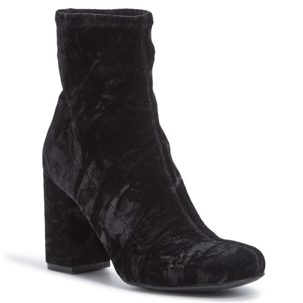 MIA Women's Valencia Crushed Velvet Stretch Ankle Boots, Black