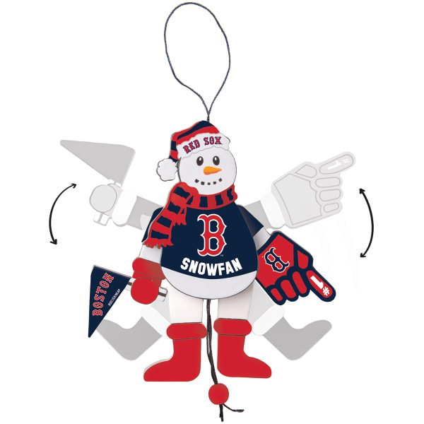 BOSTON RED SOX Wooden Cheering Snowman Ornament