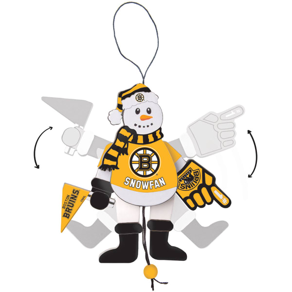 BOSTON BRUINS Wooden Cheering Snowman Ornament