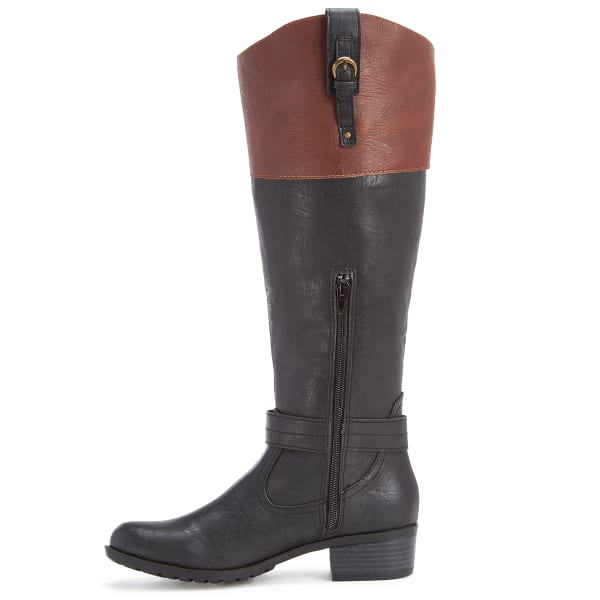 RAMPAGE Women's Ivelia Riding Boots, Black/Cognac, Wide