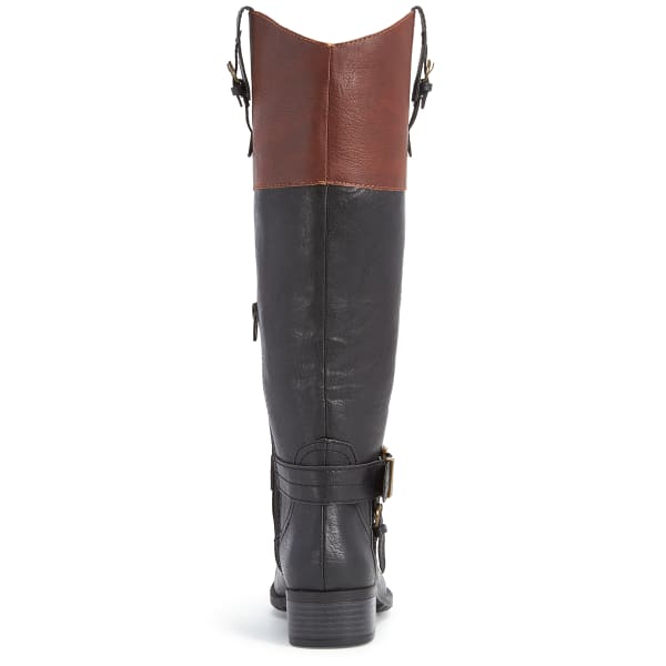 RAMPAGE Women's Ivelia Riding Boots, Black/Cognac, Wide