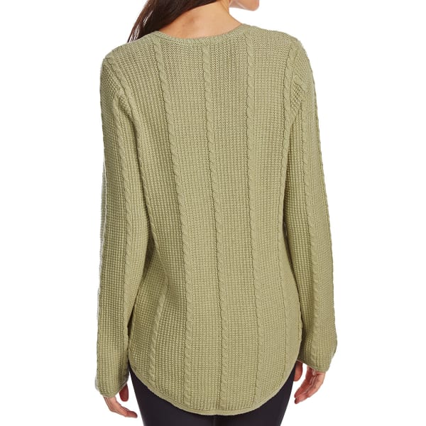 JEANNE PIERRE Women's Cable Knit Round Hem Sweater