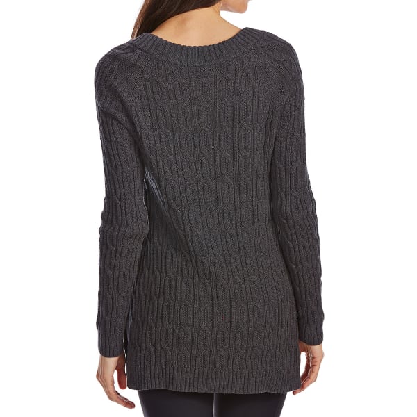 JEANNE PIERRE Women's Ballet Neck Cable Knit Long-Sleeve Sweater