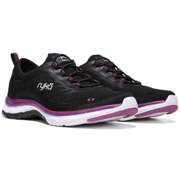 RYKA Women's Fierce Walking Shoes, Black/Grey/Berry