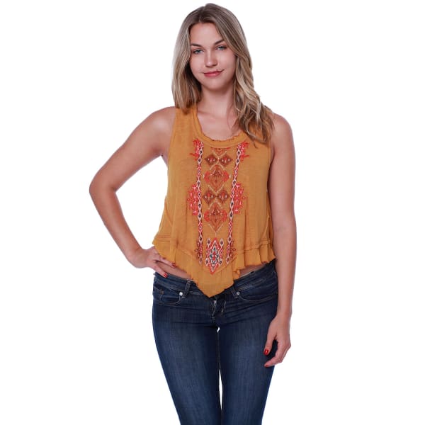 TAYLOR & SAGE Juniors' Embroidered High-Low Knit Tank