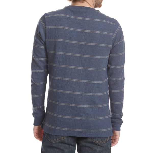 RUGGED TRAILS Men's Thermal Striped Crewneck Long-Sleeve Shirt