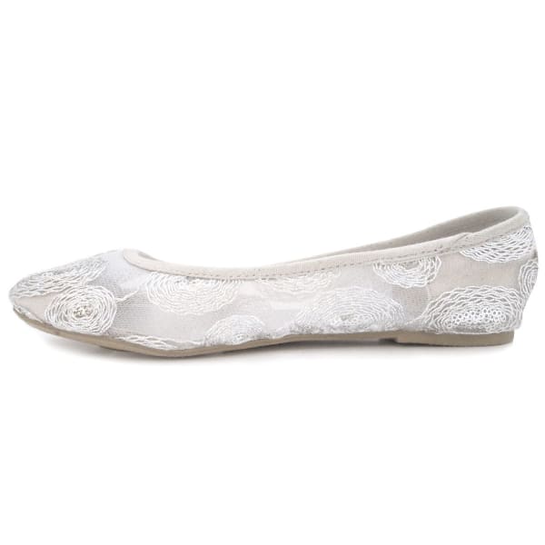 OLIVIA MILLER Women's Silver Lace Ballet Flats