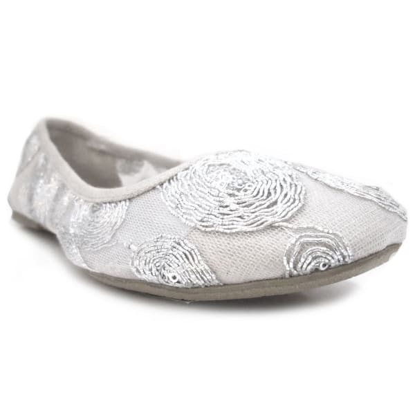 OLIVIA MILLER Women's Silver Lace Ballet Flats