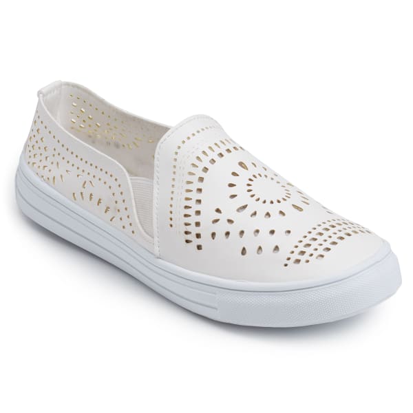 OLIVIA MILLER Women's Cutout Slip-On Casual Shoes, White