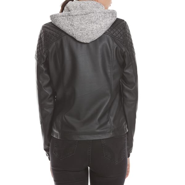 YMI Juniors' Polyurethane Jacket with Knit Hood