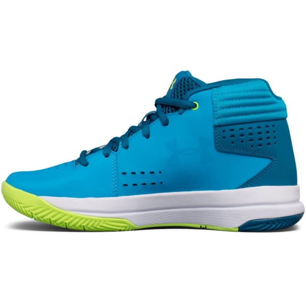 UNDER ARMOUR Girls' Grade School UA Jet 2017 Basketball Shoes, Blue/Bayou Blue/Quirky Lime