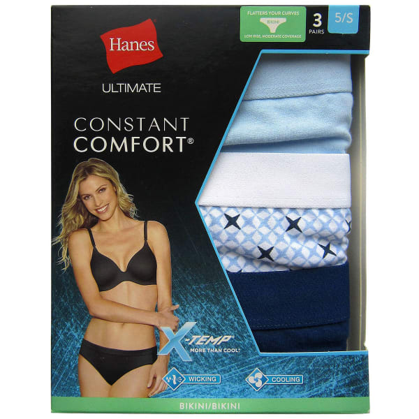HANES Women's Ultimate Constant Comfort X-Temp Bikini Briefs, 3-Pack -  Bob's Stores