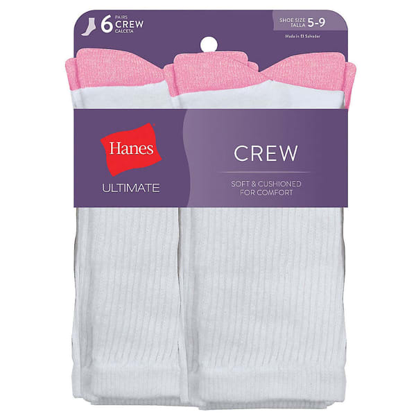 HANES Women's Ultimate Crew Socks, 6-Pack