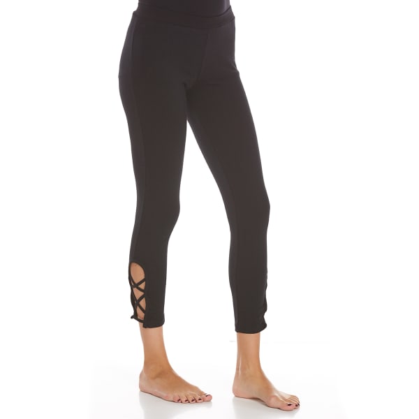 POOF Juniors Solid Leggings with Criss-Cross Detail