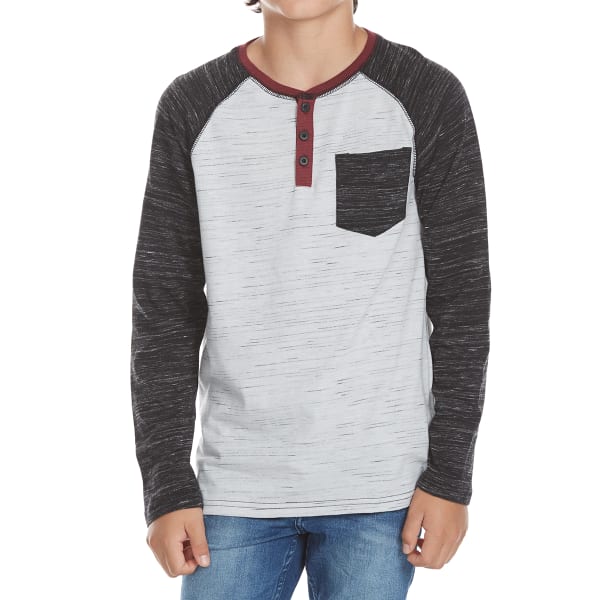 OCEAN CURRENT Boys' Midday Raglan Long-Sleeve Henley with Contrast Pocket