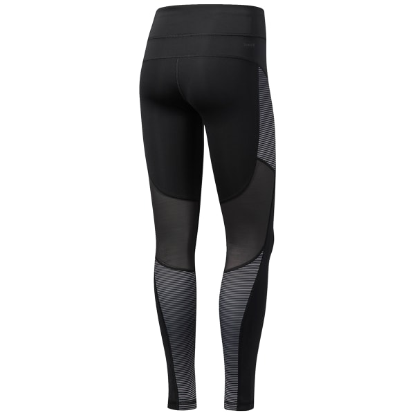 ADIDAS Women's D2M Shine Stripe Long Black Climalite Leggings Medium BQ9848