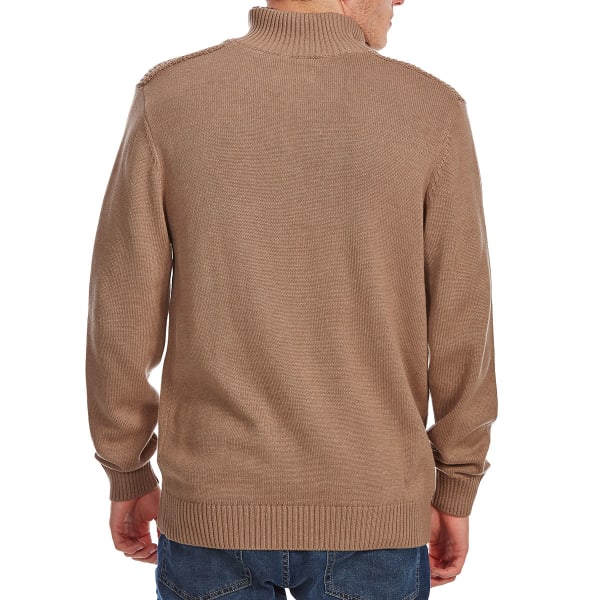 RUGGED TRAILS Men's Textured Yoke 1/4 Zip Sherpa-Lined Sweater