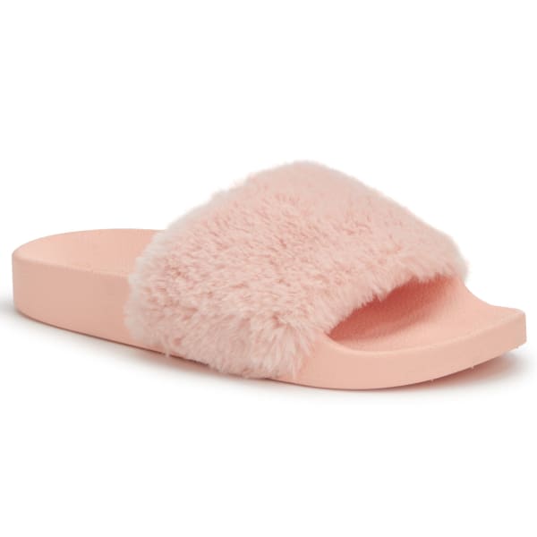 WILD DIVA Women's Matty-01 Faux Fur Slides, Pink