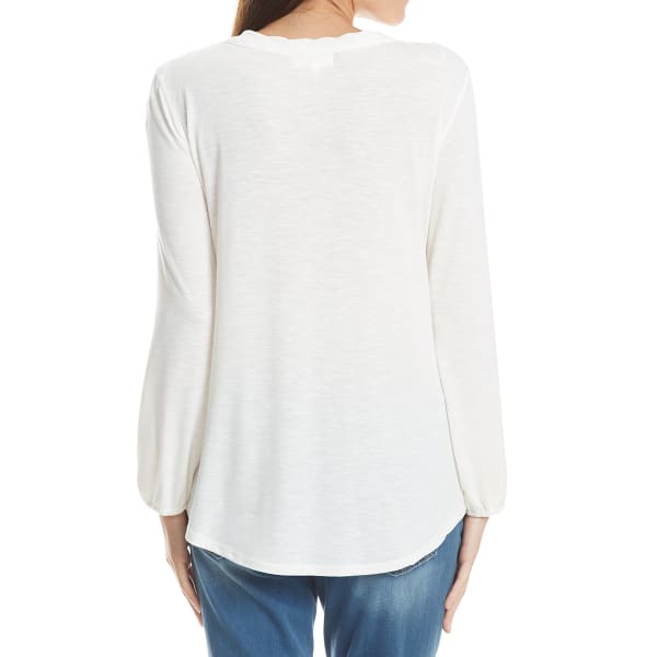 THYME & HONEY Women's Embroidered Front High-Low Long-Sleeve Tee