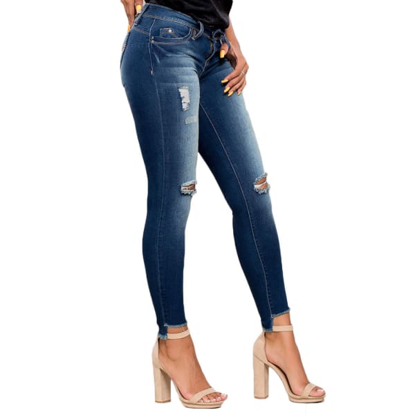 YMI Juniors' WannaBettaButt Step Up Distressed Skinny Jeans