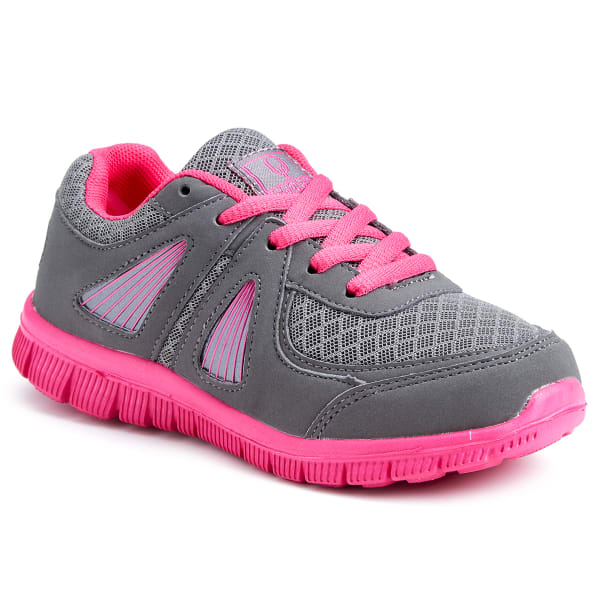 OSITOS Girls' Athletic Runner Shoes, Grey/Fuchsia