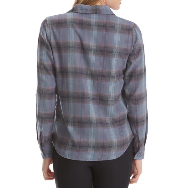 MAISON COUPE Women's Two-Pocket Roll-Tab Plaid Long-Sleeve Shirt