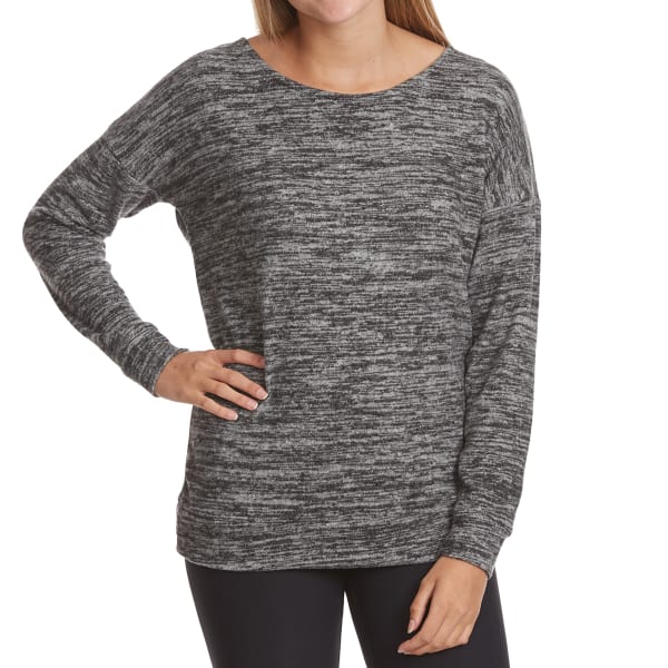 POOF Juniors' Marled Cage Back Snit Long-Sleeve Pullover