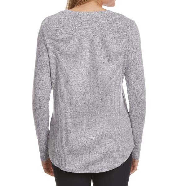 POOF Juniors' Marled High-Low Snit Long-Sleeve Sweater