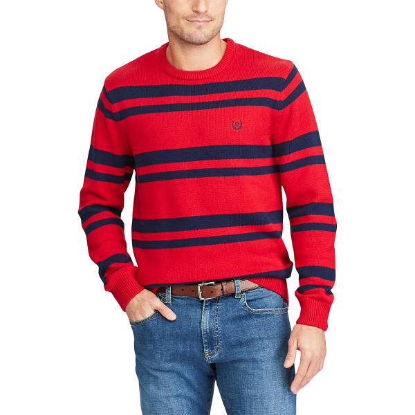 CHAPS Men's Striped Crewneck Long-Sleeve Sweater