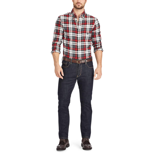 CHAPS Men's Plaid Flannel Performance Long-Sleeve Shirt