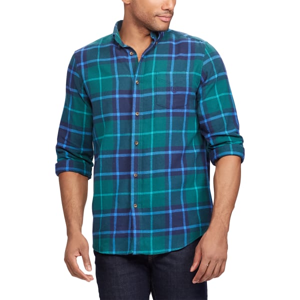 CHAPS Men's Plaid Flannel Performance Long-Sleeve Shirt