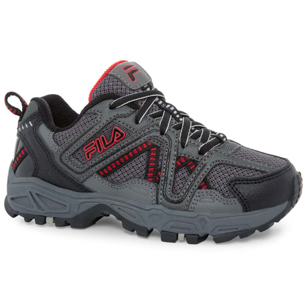 FILA Boys' Ascente 15 Running Shoes, Black/Grey/Red