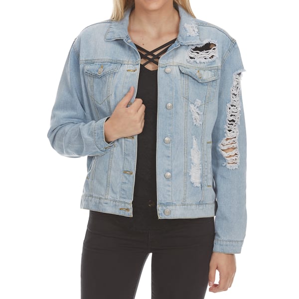 ALMOST FAMOUS Juniors' Oversized Denim Jacket