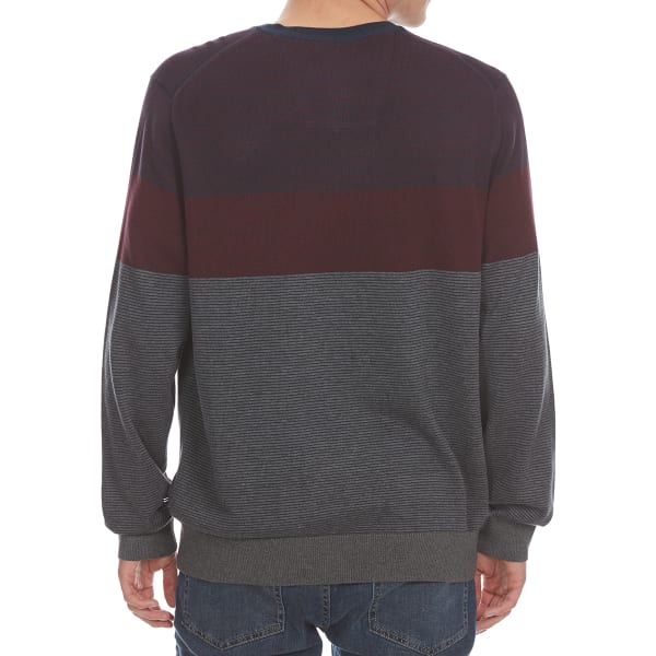 NAUTICA Men's Fine Stripe Tri-Color Crew Sweater