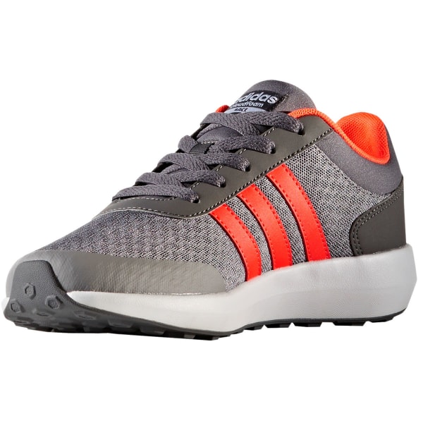 ADIDAS Boys' Cloudfoam Race Running Shoes, Gray/Solar Red