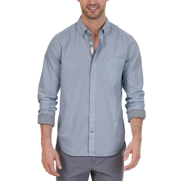 NAUTICA Men's Classic Fit Stretch Woven Long-Sleeve Shirt