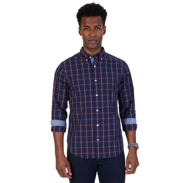 NAUTICA Men's Slim Fit Windowpane Plaid Shirt