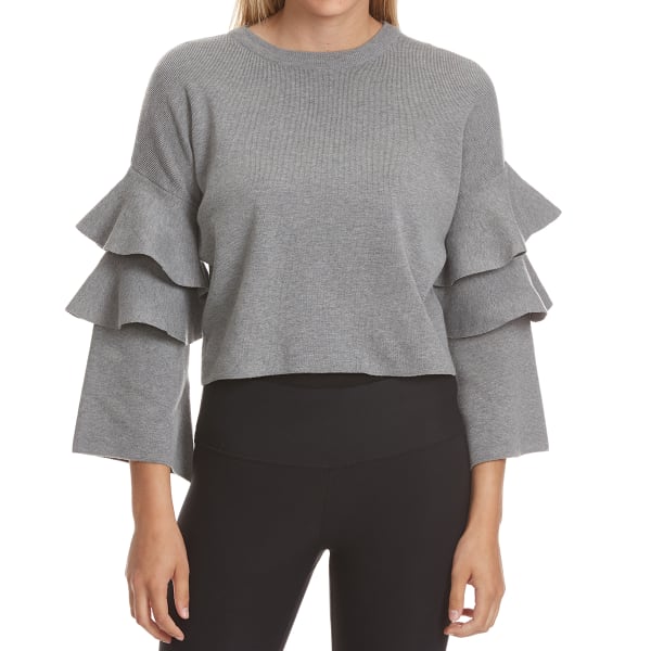 POOF Juniors' Two-Tier Ruffle-Sleeve Sweater