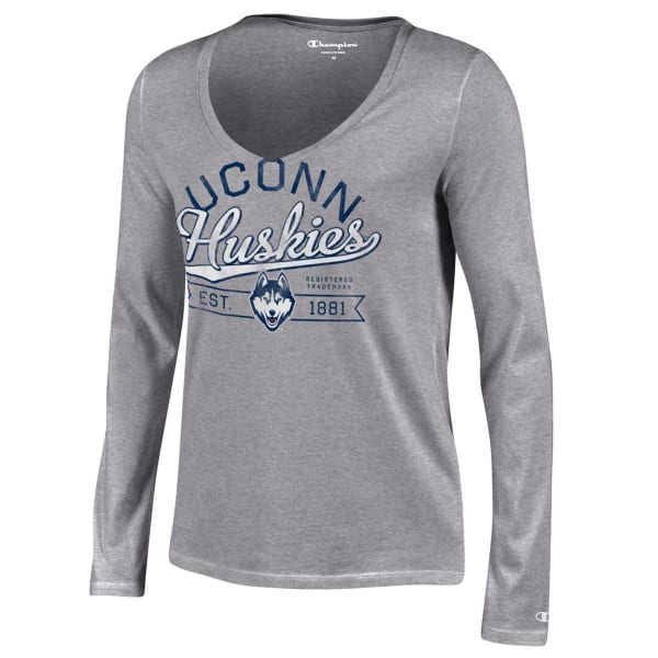 CHAMPION Women's UConn V-Neck Long-Sleeve Shirt