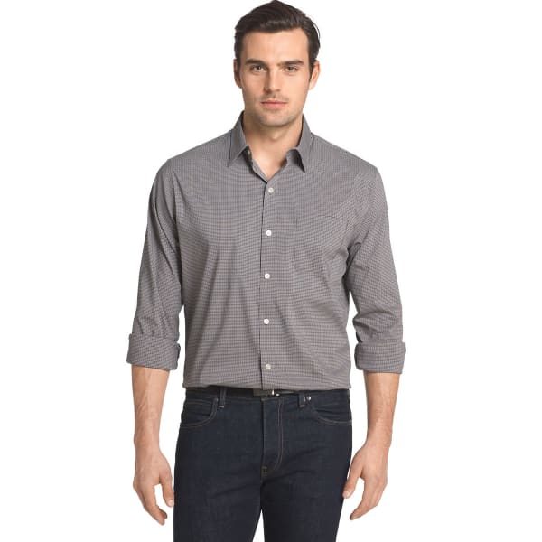 VAN HEUSEN Men's Traveler Stretch Grid Long-Sleeve Shirt