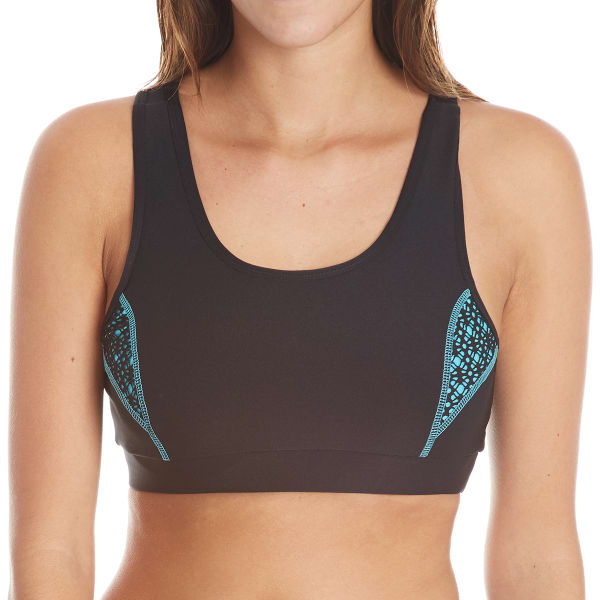 RBX Women's High-Neck Sports Bra with Contrast Inserts