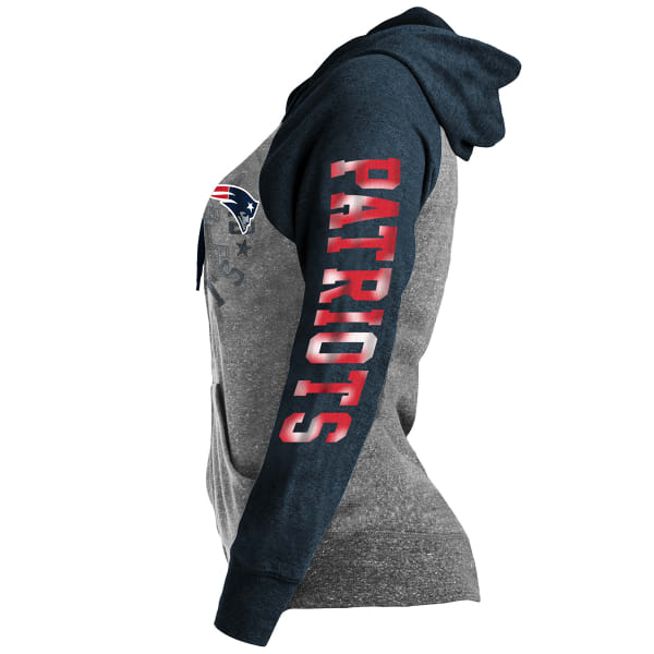 NEW ENGLAND PATRIOTS Women's Tri-Blend Fleece Foil Sleeve Full-Zip Hoodie