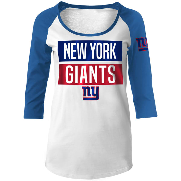 NEW YORK GIANTS Women's Scoop Neck ¾ Raglan Sleeve Tee