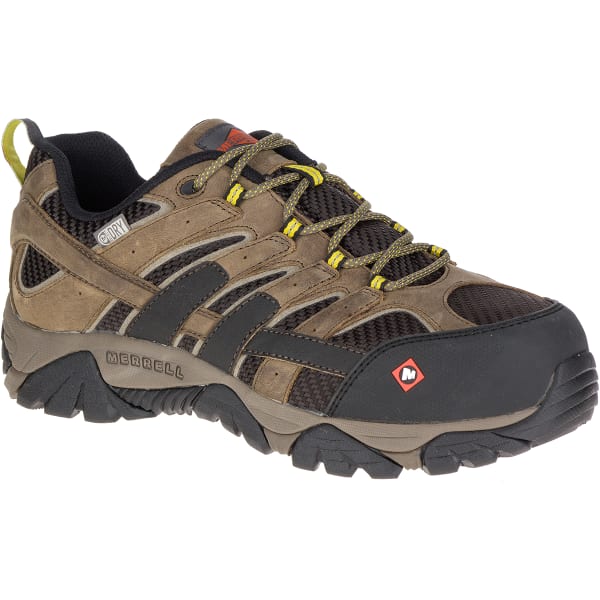 MERRELL Men's Moab 2 Vent Waterproof Composite Toe Work Shoes, Boulder Light Brown