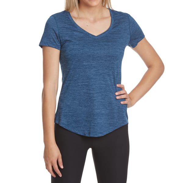 LAYER 8 Women's Poly Sueded Chunky Heather V-Neck Tee