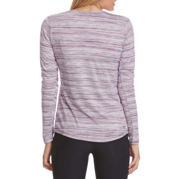 RBX Women's Poly Space-Dye Stripe V-Neck Long-Sleeve Tee