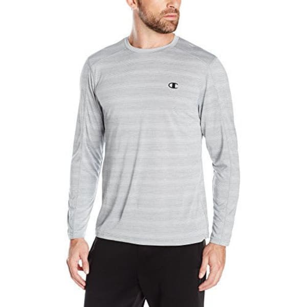 CHAMPION Men's Vapor Heather Stripe Long Sleeve T-Shirt