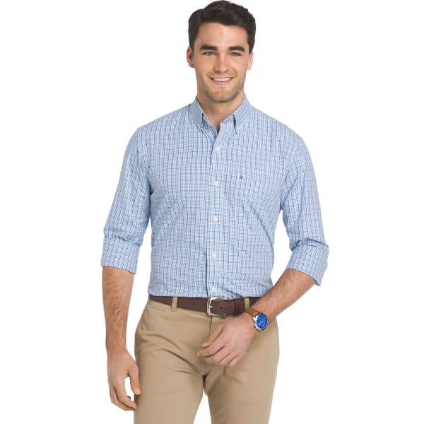 IZOD Men's Essential Mini Plaid Long-Sleeve Shirt