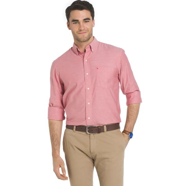 IZOD Men's Oxford Solid Stretch Long-Sleeve Shirt