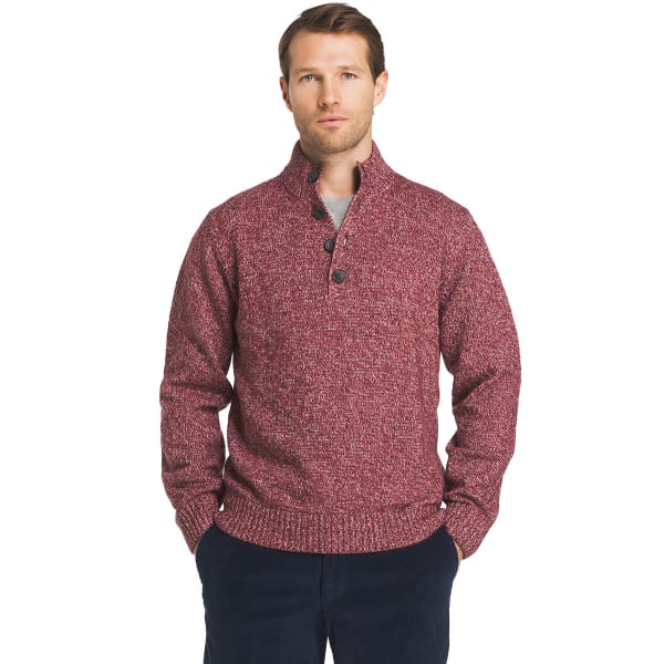 IZOD Men's Harbor River Mock Neck Button-Up Long-Sleeve Sweater